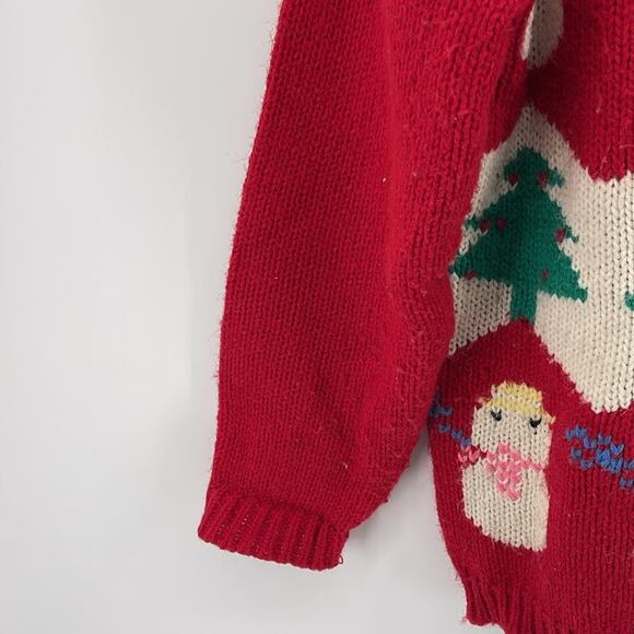 Vintage Radishes & Roses acrylic snowman Christmas tree knit crewneck sweater S - Picture 5 of 7
